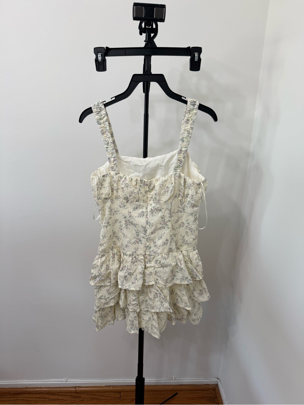 Altar'd State Cream Floral Tiered Ruffle Mini Dress - Picture 4 of 5
